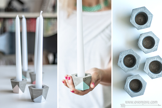 Modern concrete candle holders | DIY | www.evenyaru.com