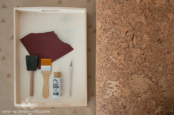 DIY tray with cork inlay // www.evenyaru.com