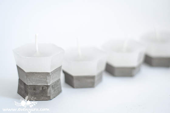 DIY concrete and wax candles // www.evenyaru.com