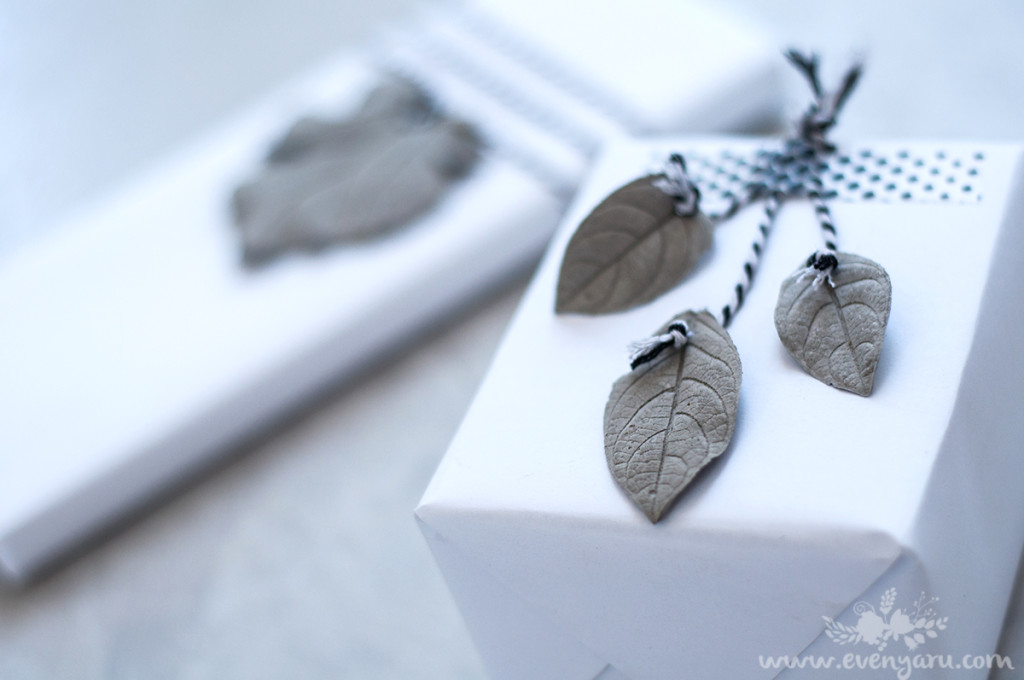 DIY Cement Leaves gift tag // evenyaru.com