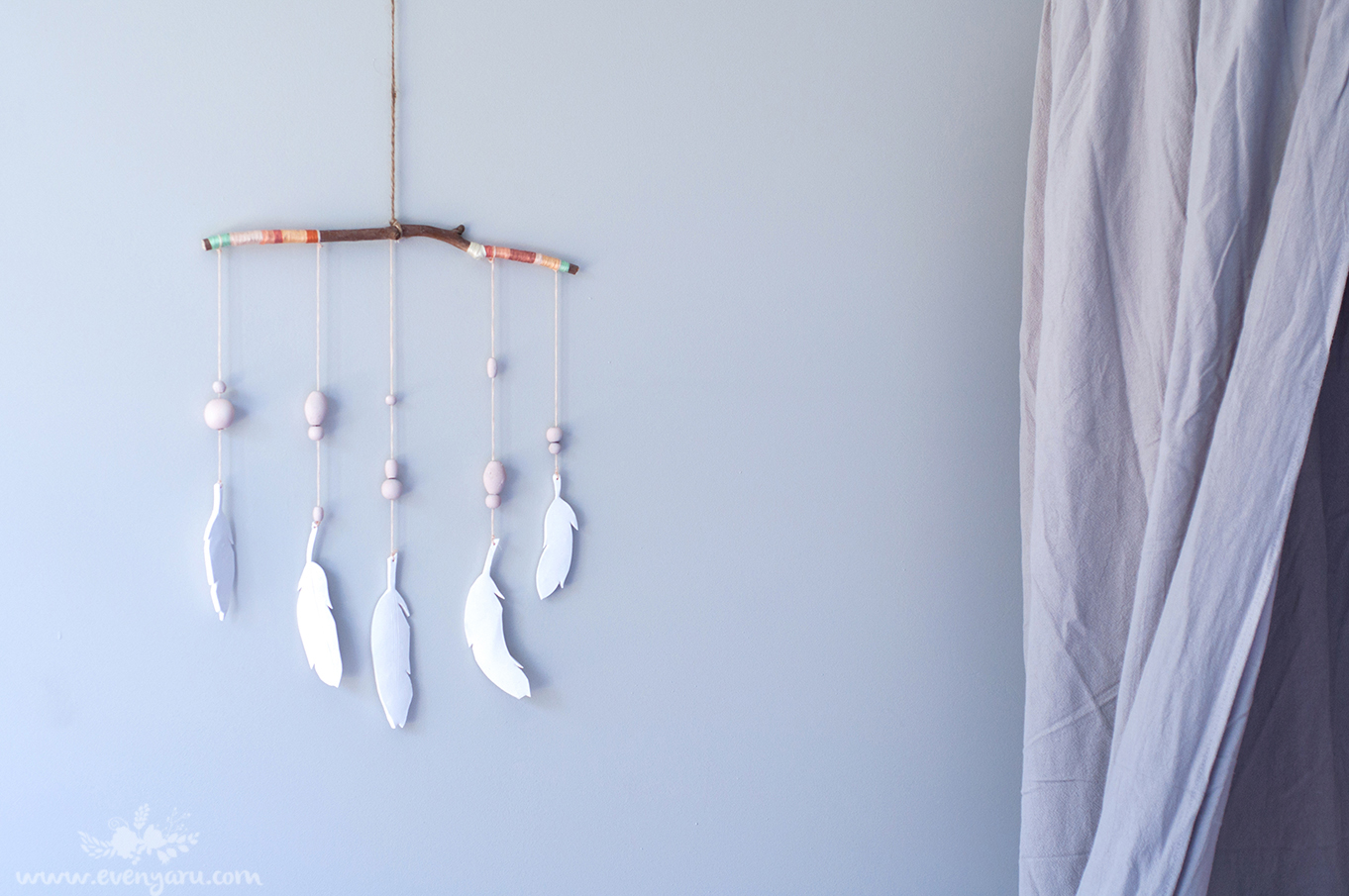 DIY feather wall hanging