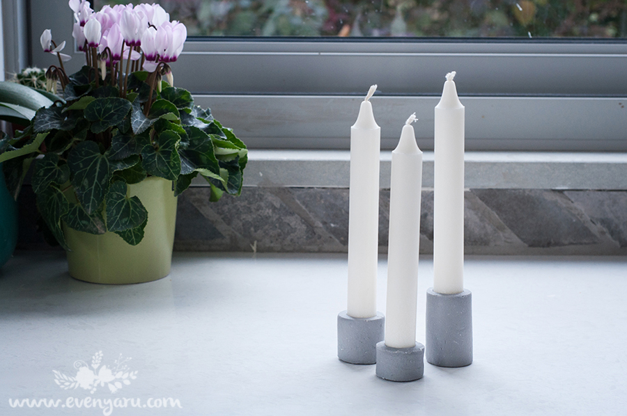 Faux concrete candle holders