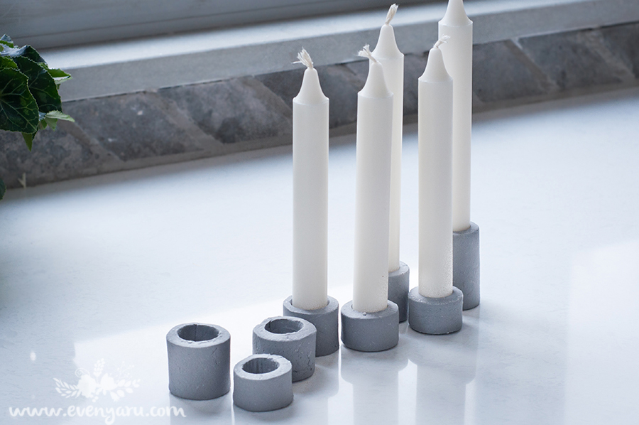 Simple DIY faux concrete candle holders