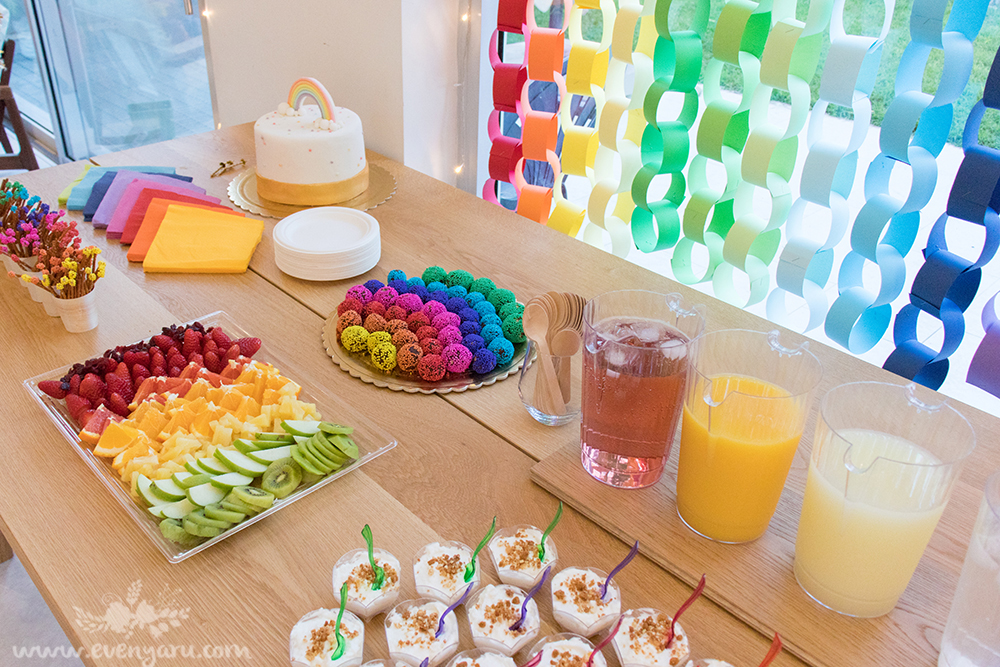 Snack table on a rainbow party